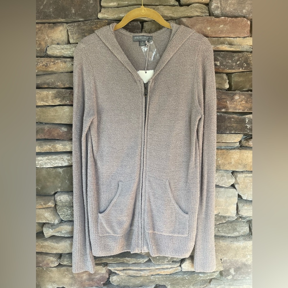 Barefoot Dreams Cozychic Lite Women’s Zip Up Hoodie Pewter Size Medium NWT